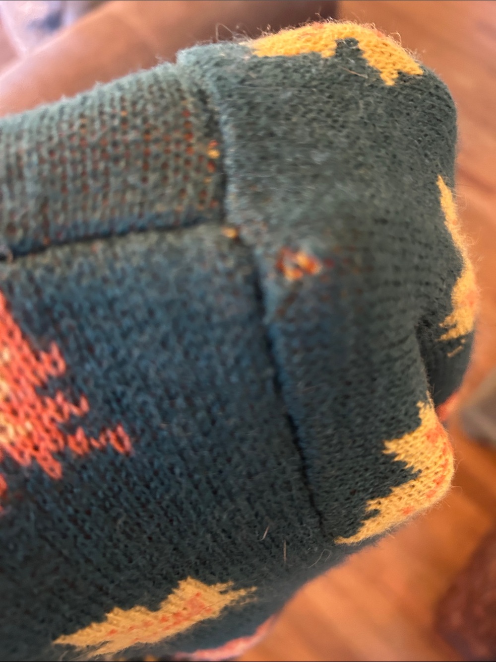 Kiel James Patrick Green Crewneck Sweater with Yellow & Orange Maple Leaves - Picture 12 of 12